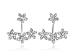 samiksha Korean style diamond accent platinum white plated front back earrings with cubic zircons - Samiksha's - Ear Rings - www.samiksha.com 