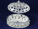 samiksha White Pearl Trinket Box with Glittering Crystals - Oval - Samiksha's - gifts - www.samiksha.com