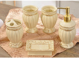 samiksha 5 Piece Porcelain Bathroom Set - Cream and Gold - Samiksha's - Bathroom Set - www.samiksha.com