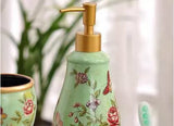 samiksha 5 Piece Porcelain Bathroom Set - Aqua Green Butterfly Meadow - Samiksha's - Bathroom Set - www.samiksha.com