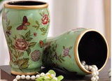 samiksha 5 Piece Porcelain Bathroom Set - Aqua Green Butterfly Meadow - Samiksha's - Bathroom Set - www.samiksha.com