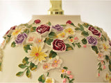 samiksha LED Table Lamp with Colorful Carved Flowers and Mushroom Pleated Silk Shade - Samiksha's - Lighting - www.samiksha.com