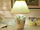 samiksha LED Table Lamp with Colorful Carved Flowers and Mushroom Pleated Silk Shade - Samiksha's - Lighting - www.samiksha.com