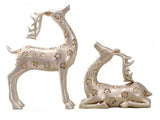 samiksha Elegant Pair of Silver Gazing Deer Sculptures with Antlers - Samiksha's - Sculptures - www.samiksha.com