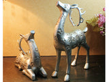 samiksha Elegant Pair of Silver Gazing Deer Sculptures with Antlers - Samiksha's - Sculptures - www.samiksha.com