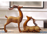 samiksha Large Pair of Brown Deer Sculpture with Antlers - 16" tall - Samiksha's - Sculptures - www.samiksha.com