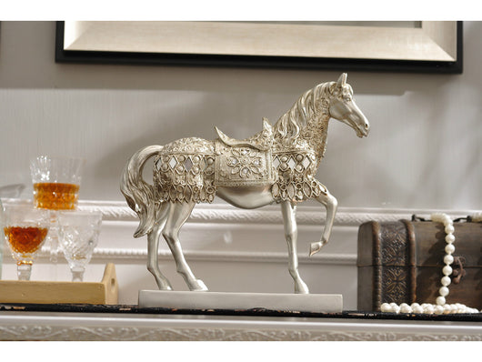samiksha Majestic Horse Sculpture with a Metallic Silver Finish - Samiksha's - Sculptures - www.samiksha.com