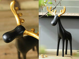 samiksha Family of Three Black Reindeer Sculptures with Golden Antlers - Samiksha's - Sculptures - www.samiksha.com