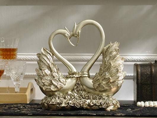 samiksha Swan Heart Sculpture - Gold, Silver or Bronze - Samiksha's - Swans - www.samiksha.com