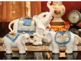 samiksha Set of Three Maharaja's Elephant Sculpture - Blue or Green - Samiksha's - Sculptures - www.samiksha.com