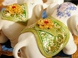 samiksha Set of Three Maharaja's Elephant Sculpture - Blue or Green - Samiksha's - Sculptures - www.samiksha.com
