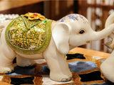 samiksha Set of Three Maharaja's Elephant Sculpture - Blue or Green - Samiksha's - Sculptures - www.samiksha.com