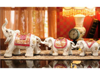 samiksha Set of Three Maharaja's Elephant Sculpture - Red - Samiksha's - Sculptures - www.samiksha.com