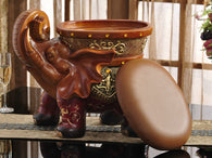 samiksha Large Elephant Bench Sculpture with Faux Leather Seating - Samiksha's - Floor Decor - www.samiksha.com