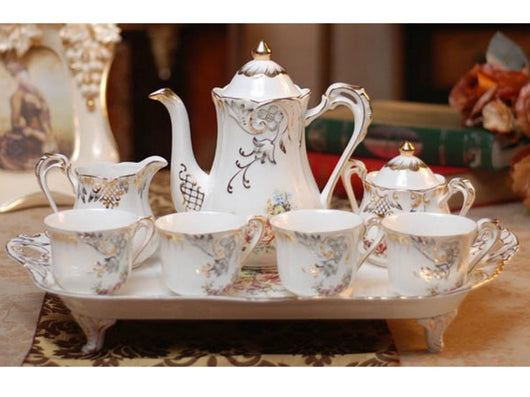 samiksha Classic 10 Piece Fine Porcelain Floral Tea Set - Samiksha's - Tea Sets - www.samiksha.com
