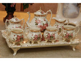 samiksha 10 Piece Rose Flower Hand Painted Porcelain Tea Set - Samiksha's - Tea Sets - www.samiksha.com