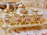 samiksha 10 Piece Rose Flower Hand Painted Porcelain Tea Set - Samiksha's - Tea Sets - www.samiksha.com