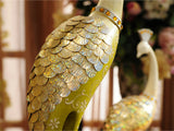 samiksha Exquisite Pair of Hand Painted Peacock Sculptures - Green & Red - Samiksha's - Sculptures - www.samiksha.com