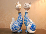 samiksha Pair of Happy Cats Sculpture - Blue - Samiksha's - Sculptures - www.samiksha.com