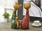 samiksha Pair of Happy Cats Sculpture - Red & Green - Samiksha's - Sculptures - www.samiksha.com
