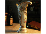 samiksha Vintage Collection - 21.5" Tall Hand Painted Flower Vase with Intricate Artwork - Samiksha's - Vase - www.samiksha.com