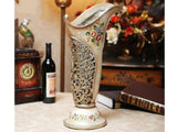 samiksha Vintage Collection - 21.5" Tall Hand Painted Flower Vase with Intricate Artwork - Samiksha's - Vase - www.samiksha.com 