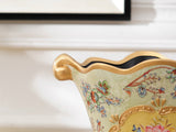 samiksha Vintage Collection - Gold Rimmed Ceramic Vase with Hand Painted Flowers - Samiksha's - Vase - www.samiksha.com