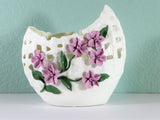 samiksha Wide Mouth Porcelain Vase with Pinched Purple Flowers - Samiksha's - Vase - www.samiksha.com