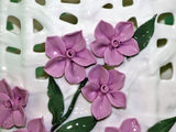 samiksha Wide Mouth Porcelain Vase with Pinched Purple Flowers - Samiksha's - Vase - www.samiksha.com
