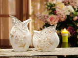 samiksha Elegant Pair of Porcelain Vases with Pinched Flowers - Samiksha's - Vase set - www.samiksha.com