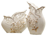 samiksha Elegant Pair of Porcelain Vases with Pinched Flowers - Samiksha's - Vase set - www.samiksha.com