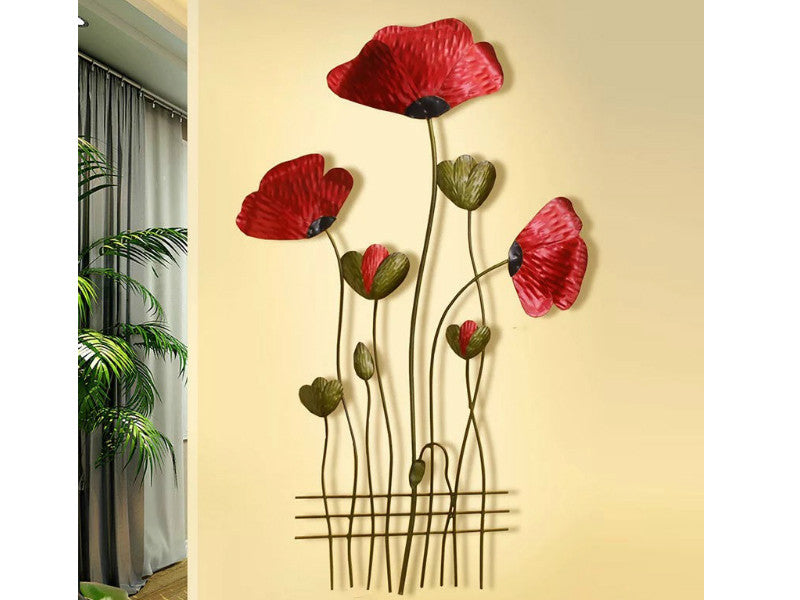 Red Poppy Metal Wall Decor Samiksha's