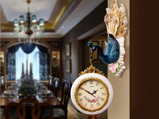 samiksha Double Sided Hanging Peacock Clock - Samiksha's - Wall Clocks - www.samiksha.com