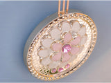 samiksha Metallic Gold Clock with Pendulum adorned with Pink Stone Accents - Samiksha's - Wall Clocks - www.samiksha.com