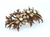 samiksha Matte finish hair barrette leaves with sparkling crystal rhinestones - Brown - Samiksha's - barrette - www.samiksha.com
