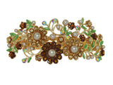 samiksha Golden bronze hair barrette clip with champagne color imitation pearls and crystals - Samiksha's - barrette - www.samiksha.com