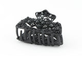 samiksha Black metal hair claw clip with black stones on a tiny floral pattern - Samiksha's - Hairclaw - www.samiksha.com