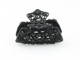 samiksha Black metal hair claw clip with black stones on a tiny floral pattern - Samiksha's - Hairclaw - www.samiksha.com