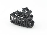 samiksha Black metal hair claw clip with black stones on a tiny floral pattern - Samiksha's - Hairclaw - www.samiksha.com