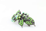 samiksha Antique silver hair barrette with complimenting color small rhinestones - Olive Green - Samiksha's - barrette - www.samiksha.com 