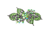 samiksha Antique silver hair barrette with complimenting color small rhinestones - Olive Green - Samiksha's - barrette - www.samiksha.com