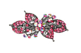 samiksha Antique silver hair barrette with complimenting color small rhinestones - Pink - Samiksha's - barrette - www.samiksha.com