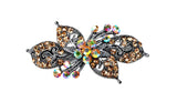 samiksha Antique silver hair barrette with complimenting color small rhinestones - Topaz - Samiksha's - barrette - www.samiksha.com
