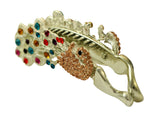 samiksha Multi color peacock on an antique silver metal color banana clip - Samiksha's - banana clip - www.samiksha.com