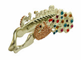 samiksha Multi color peacock on an antique silver metal color banana clip - Samiksha's - banana clip - www.samiksha.com