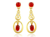 samiksha Fashionable long earrings with red ruby stones - Samiksha's - Ear Rings - www.samiksha.com 