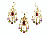 samiksha Chandelier design 24K gold plated jewelry set with beautiful zircons - Multi Color - Samiksha's - Jewelry Set - www.samiksha.com 