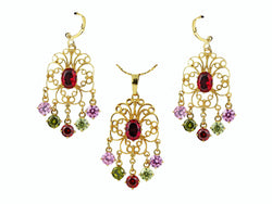 samiksha Chandelier design 24K gold plated jewelry set with beautiful zircons - Multi Color - Samiksha's - Jewelry Set - www.samiksha.com 