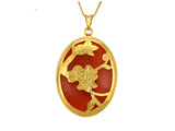 samiksha Oval shaped rust-red color noble charms pendant with gold flowers - Samiksha's - Pendant - www.samiksha.com 
