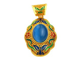 samiksha Light blue stone enamel work pendant on 24K gold color - Samiksha's - Pendant - www.samiksha.com 